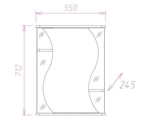 Зеркальный шкаф 55x71,2 см белый глянец R Onika Лилия 205519