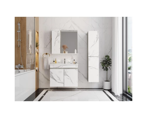 Зеркальный шкаф 75x71 см мрамор/камень бетонный L/R Onika Марбл 207524