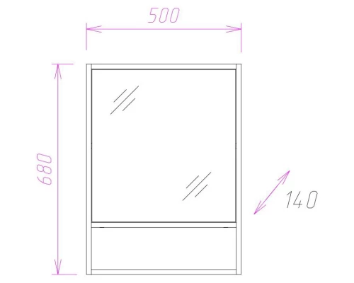 Зеркальный шкаф 50x68 см ясень таормина R Onika Натали 205013