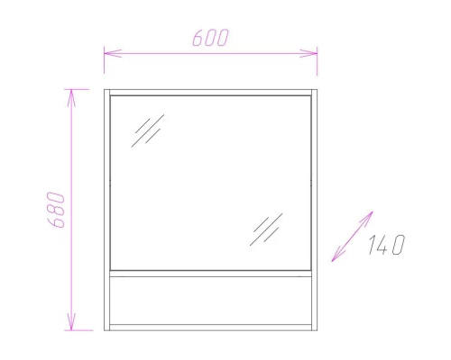 Зеркальный шкаф 60x68 см ясень таормина R Onika Натали 206061