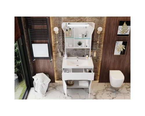 Зеркальный шкаф 80x70,6 см белый глянец Onika Неаполь 208094