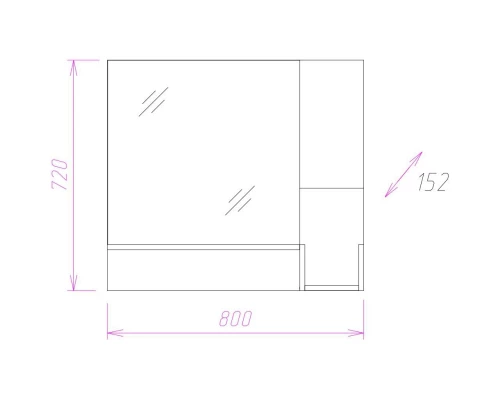 Зеркальный шкаф 80x72 см дуб крафт белый R Onika Санторини 208089