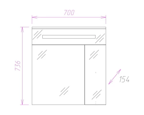 Зеркальный шкаф 70x73,6 см белый глянец Onika Сигма 207016