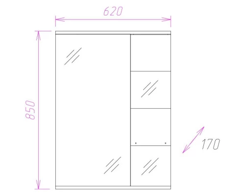 Зеркальный шкаф 62x85 см белый глянец R Onika Флорена 206206