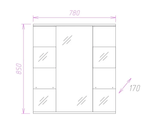 Зеркальный шкаф 78x85 см белый глянец Onika Флорена 207802