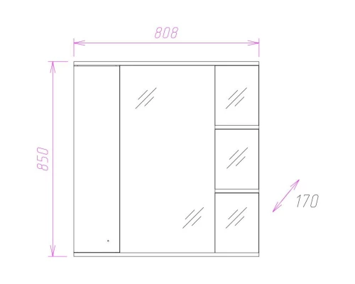 Зеркальный шкаф 80,8x85 см белый глянец R Onika Эльбрус 208022