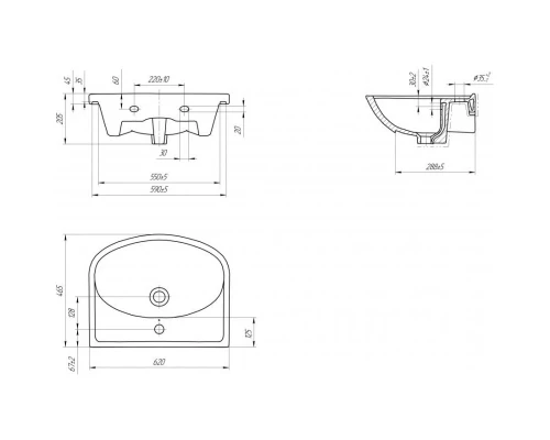Тумба с раковиной белый глянец 62 см Onika Коралл 106042 + UM-ERI60/1
