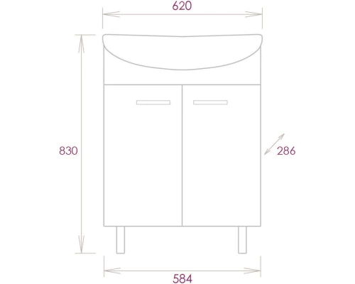Тумба с раковиной белый глянец 62 см Onika Коралл 106042 + UM-ERI60/1