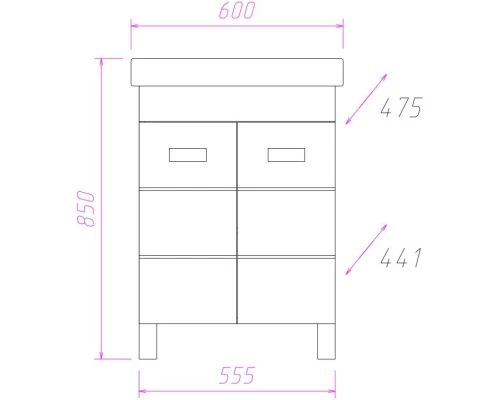 Комплект мебели белый глянец 60 см Onika Балтика 106035 + 1WH302082 + 205815