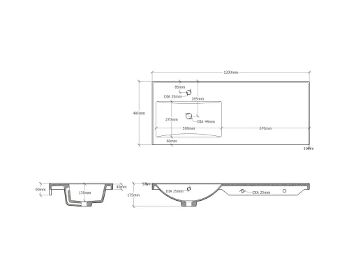 Тумба с раковиной белый глянец 120 см Onika Космос 106019 + 612001