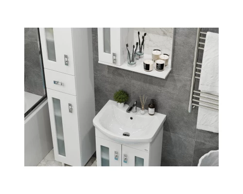 Комплект мебели белый глянец 55 см Onika Кристалл 105555 + 1WH501702 + 205817