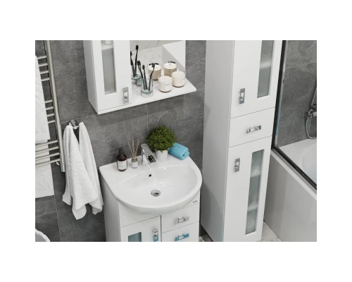 Тумба с раковиной белый глянец 54 см Onika Кристалл 105551 + UM-ERI55/1