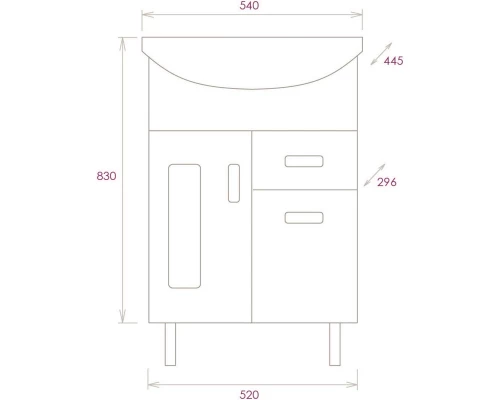 Тумба с раковиной белый глянец 54 см Onika Кристалл 105551 + UM-ERI55/1