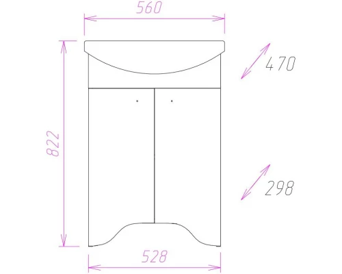 Комплект мебели белый матовый 56 см Onika Омега 105531 + 605501 + 204802