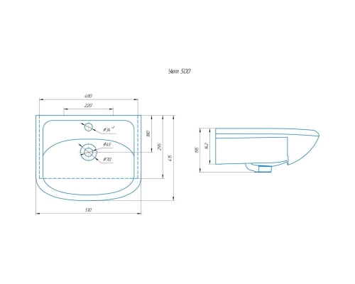 Тумба с раковиной дуб сонома/серый матовый 51 см Onika Милтон 105037 + 4620008192758