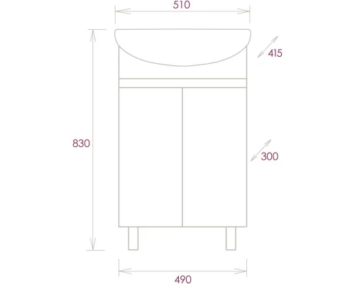 Комплект мебели дуб сонома/серый матовый 51 см Onika Милтон 105037 + 4620008192758 + 206070