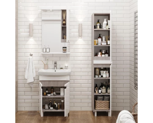 Тумба с раковиной белый глянец/кастелло 50 см Onika Тимбер 105033 + UM-CAR50/1