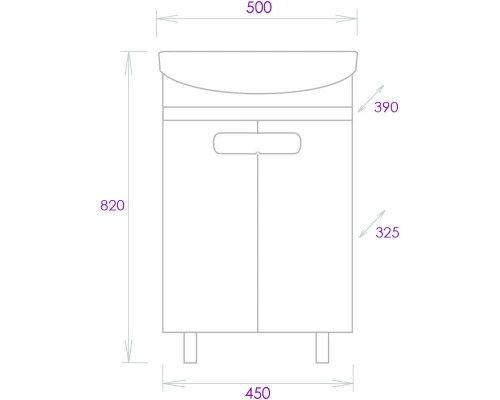 Тумба с раковиной белый глянец/кастелло 50 см Onika Тимбер 105033 + UM-CAR50/1