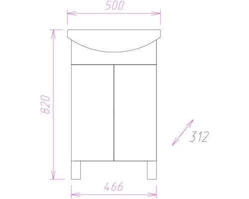 Тумба с раковиной белый глянец 50 см Onika Лига 105030 + 1WH501701