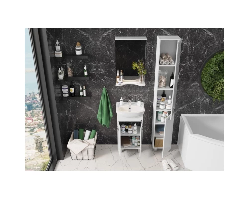 Тумба с раковиной белый глянец 47 см Onika Коралл 104701 + 604701