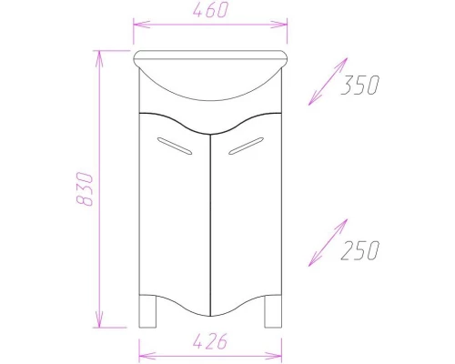 Комплект мебели белый глянец 46 см Onika Лайн 104504 + 4620008192741 + 204802