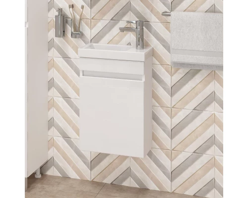 Тумба с раковиной белый глянец 40 см Onika Милтон 104007 + UM-COM40/1