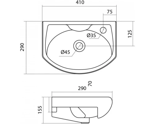 Комплект мебели белый глянец 41 см Onika Азов 104001 + 1WH110254 + 205012