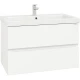 Тумба с раковиной белый глянец 80 см Onika Эвада 108058 + UM-COM80/1
