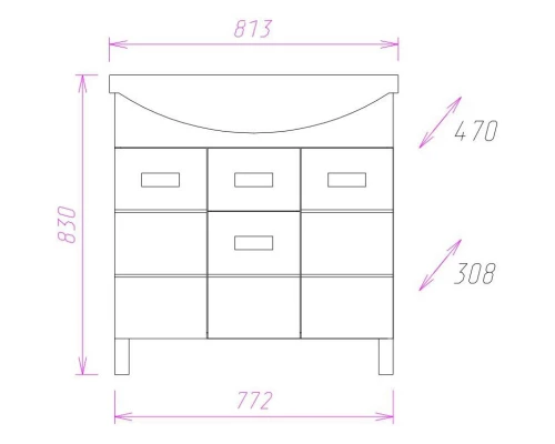 Тумба с раковиной белый глянец 81,3 см Onika Балтика 108023 + 1WH501524