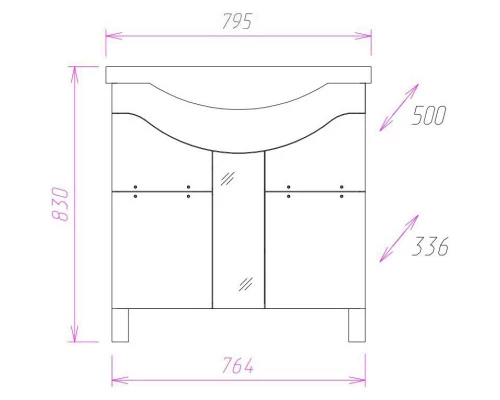 Тумба с раковиной белый глянец 79,5 см Onika Флорена 108021 + UM-ERI80/1