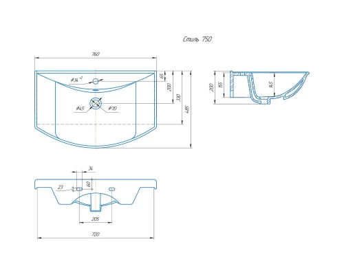 Комплект мебели белый глянец 76 см Onika Веронэлла 107514 + 4620008197470 + 207521