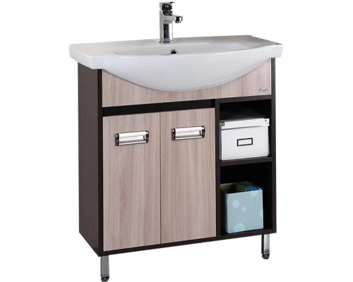 Тумба с раковиной венге луизиана/ясень шимо светлый 76 см Onika Гамма 107511 + 4620008197371