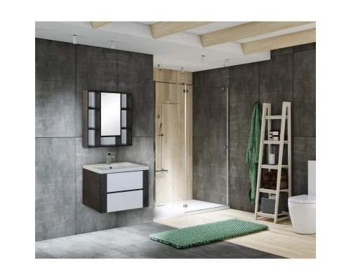 Тумба с раковиной белый глянец/ателье темный 70 см Onika Стоун 107045 + UM-COM70/1