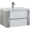 Тумба с раковиной ателье светлый/белый глянец 70 см Onika Стоун 107044 + UM-COM70/1 Тумба с раковиной ателье светлый/белый глянец 70 см Onika Стоун 107044 + UM-COM70/1