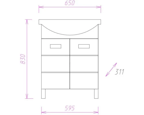 Тумба с раковиной белый глянец 65 см Onika Балтика 106529 + 1WH207775