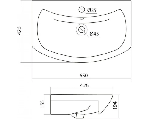 Тумба с раковиной белый глянец 65 см Onika Балтика 106529 + 1WH207775