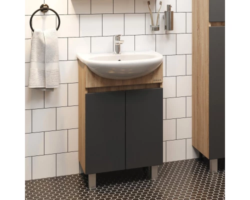 Тумба с раковиной дуб сонома/серый матовый 61,5 см Onika Милтон 106147 + 4620008192772