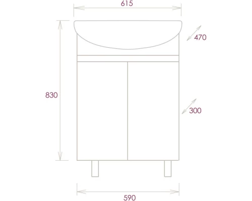 Тумба с раковиной белый глянец 61,5 см Onika Милтон 106146 + 4620008192772