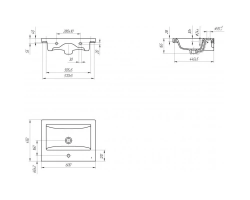 Тумба с раковиной белый глянец 60 см Onika Стрим 106144 + UM-COM60/1