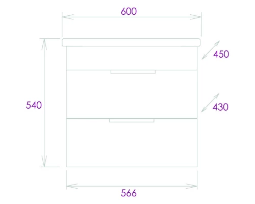 Комплект мебели дуб галифакс 60 см Onika Легран 106142 + UM-COM60/1 + 206071