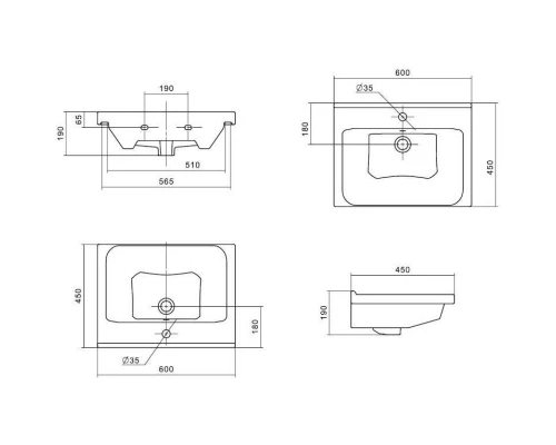 Тумба с раковиной светлый камень/бетон крем 60 см Onika Брендон 106138 + 1WH302421
