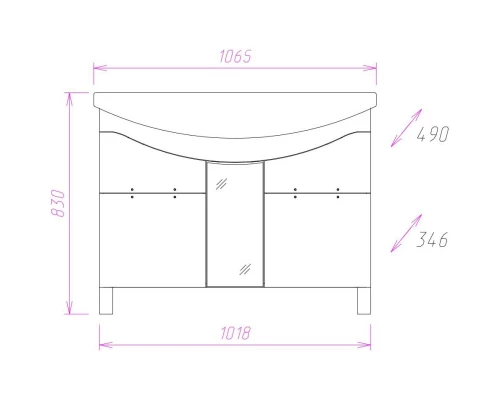 Тумба с раковиной белый глянец 106,5 см Onika Флорена 110504 + 4620008197388