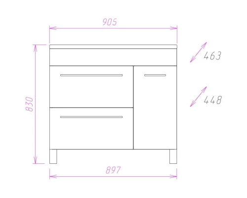 Тумба с раковиной белый глянец 90,5 см Onika Олимп 109015 + 609001