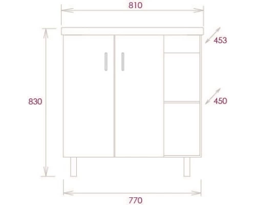Комплект мебели дуб сонома/серый матовый 81 см Onika Тимбер 108046 + 4640021065198 + 208091