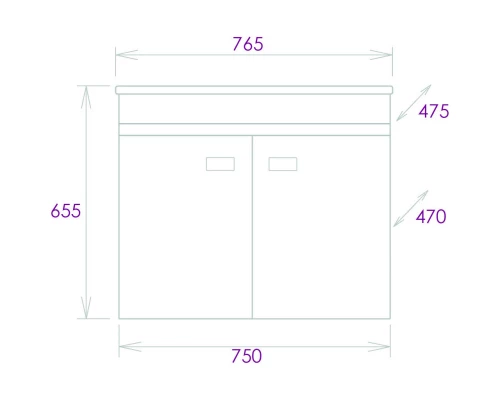 Тумба с раковиной мрамор/камень бетонный 76,5 см Onika Марбл 107517 + 4640021062210