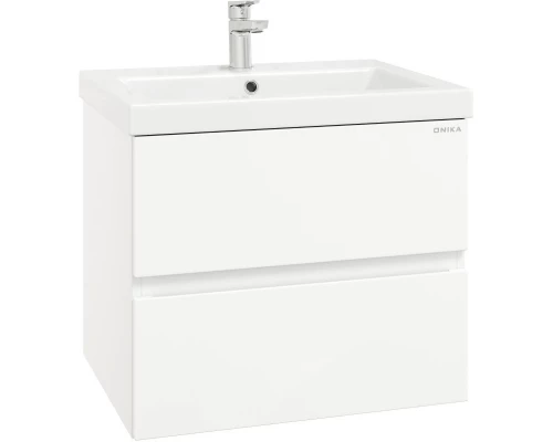 Тумба с раковиной белый глянец 70 см Onika Эвада 107059 + UM-COM70/1