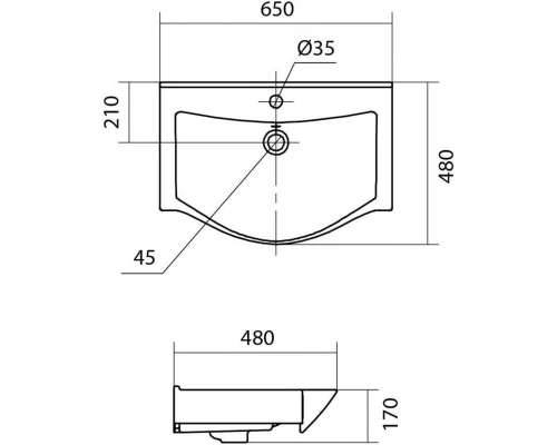 Тумба с раковиной бетон чикаго 65 см Onika Девис 106546 + 1WH302501