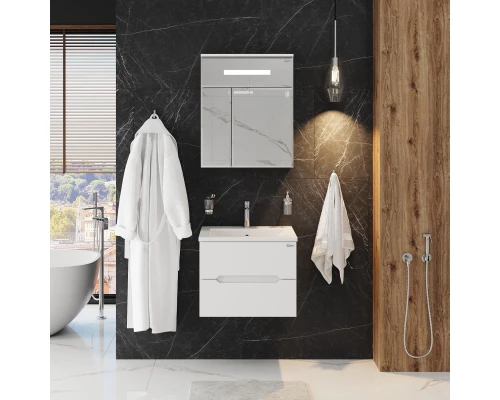 Комплект мебели белый глянец 60 см Onika Айленд 106114 + 1WH501606 + 206034