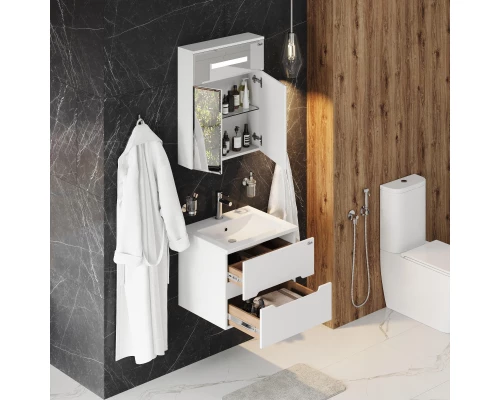 Комплект мебели белый глянец 60 см Onika Айленд 106114 + 1WH501606 + 206034