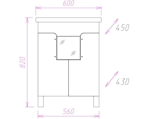 Тумба с раковиной белый глянец 60 см Onika Флорена 106050 + UM-COM60/1